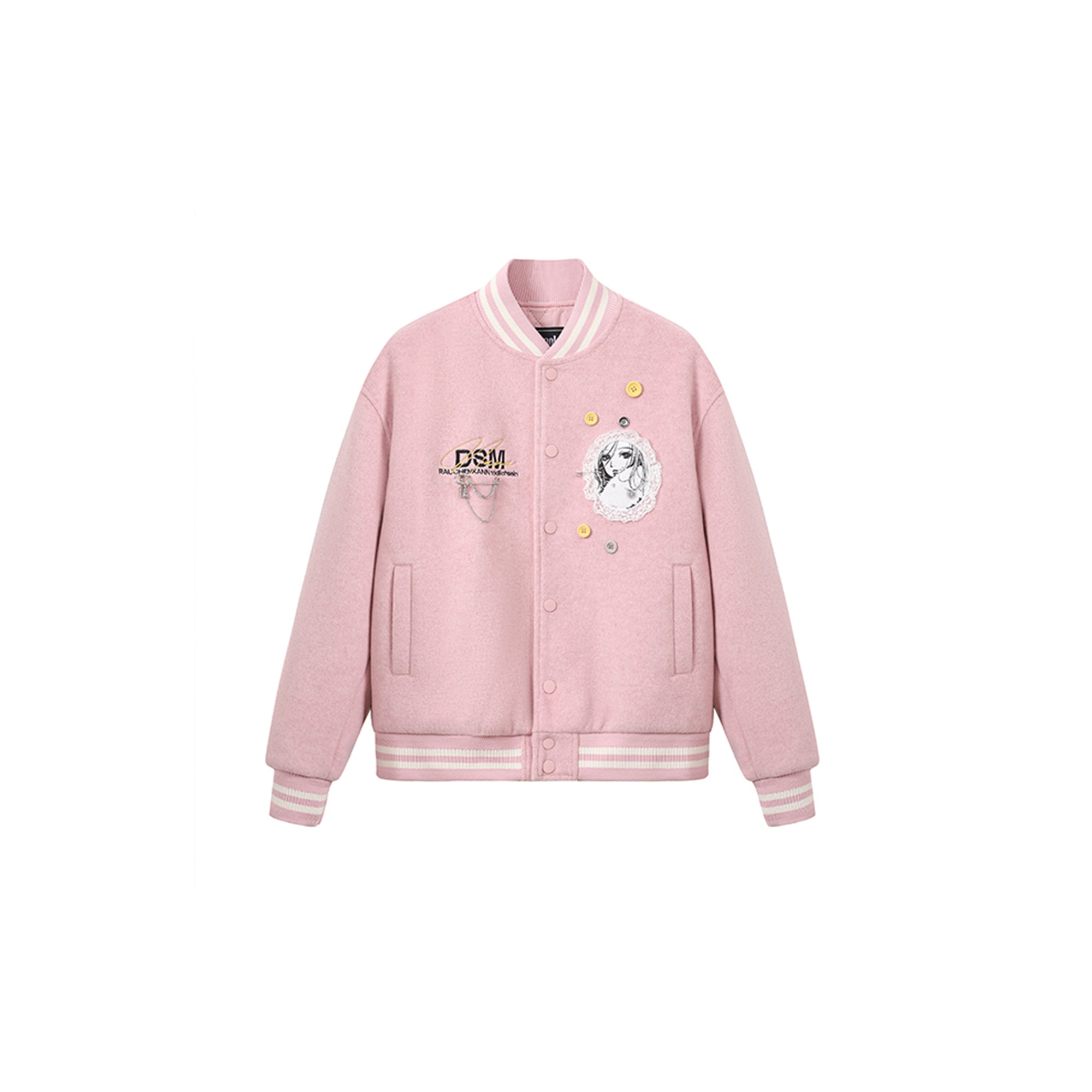 DONSMOKE Embellished Manga Patch Varsity Jacket-Jacket-S-Black-Free Shipping Leatheretro