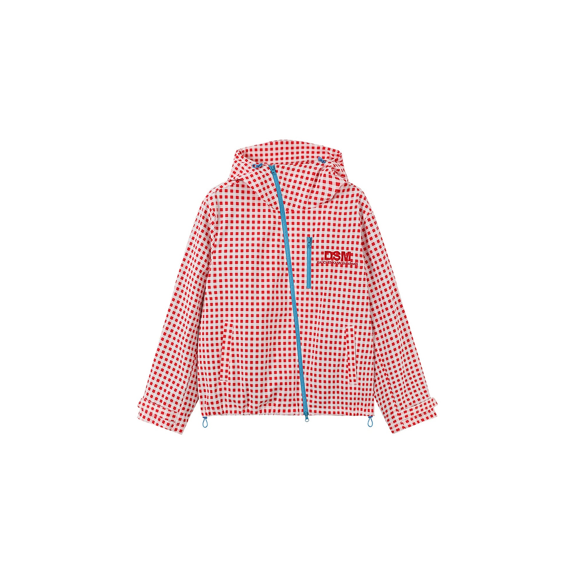 DONSMOKE Diagonal-Zip Check Teflon Windbreaker-Jacket-S-Red-Free Shipping Leatheretro