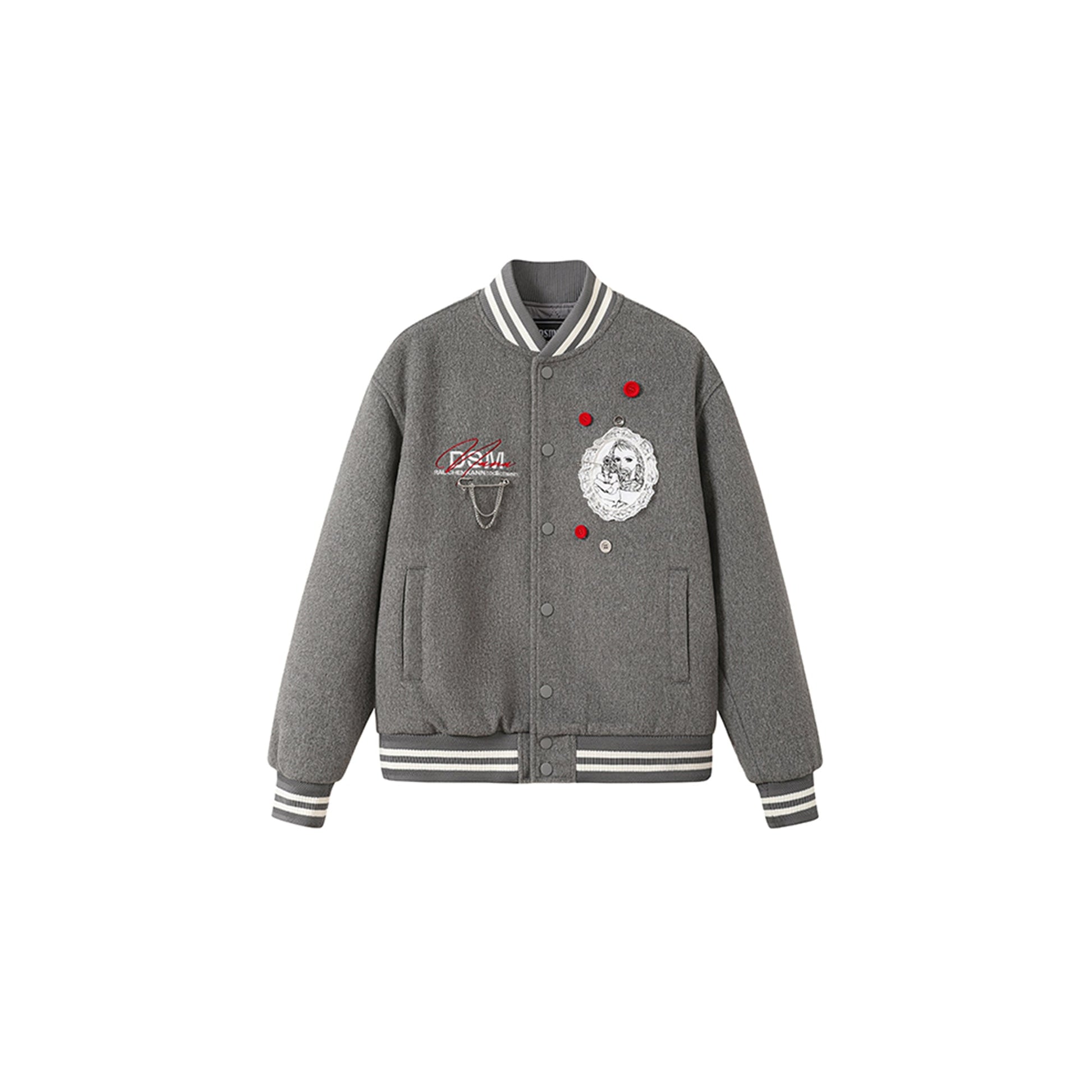 DONSMOKE Embellished Manga Patch Varsity Jacket-Jacket-S-Black-Free Shipping Leatheretro