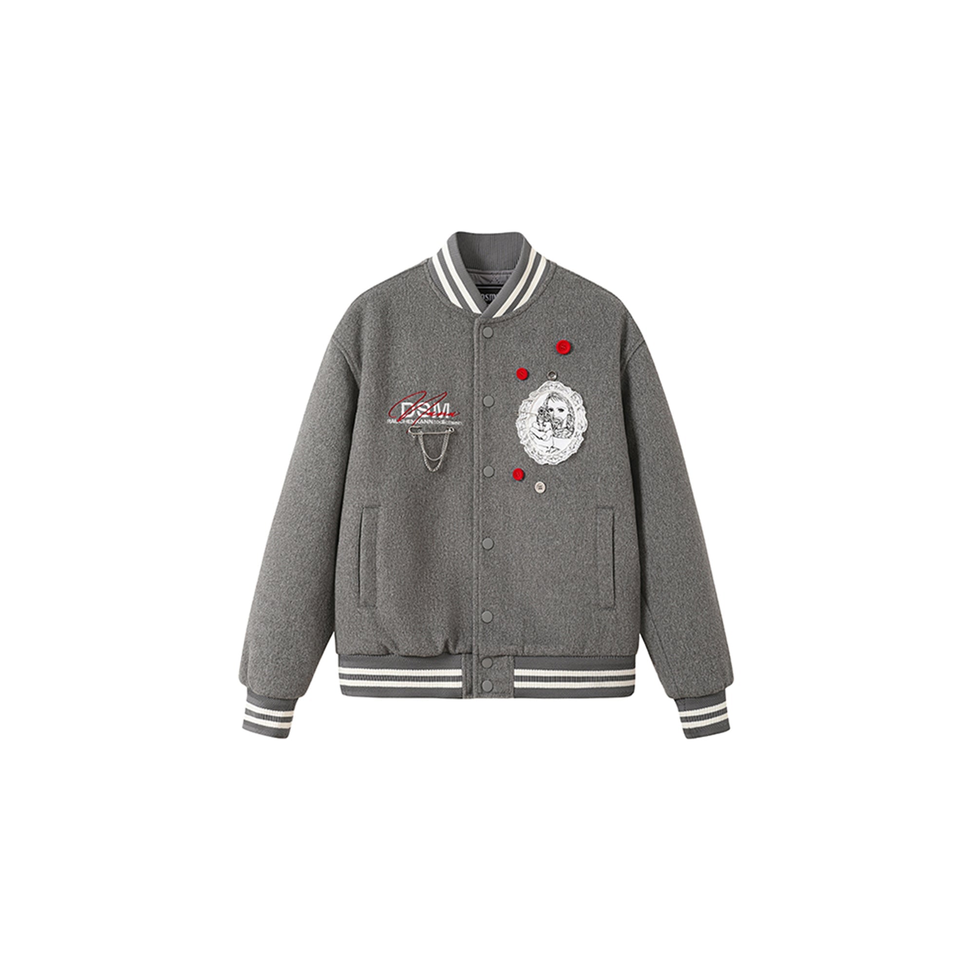 DONSMOKE Embellished Manga Patch Varsity Jacket-Jacket-S-Black-Free Shipping Leatheretro