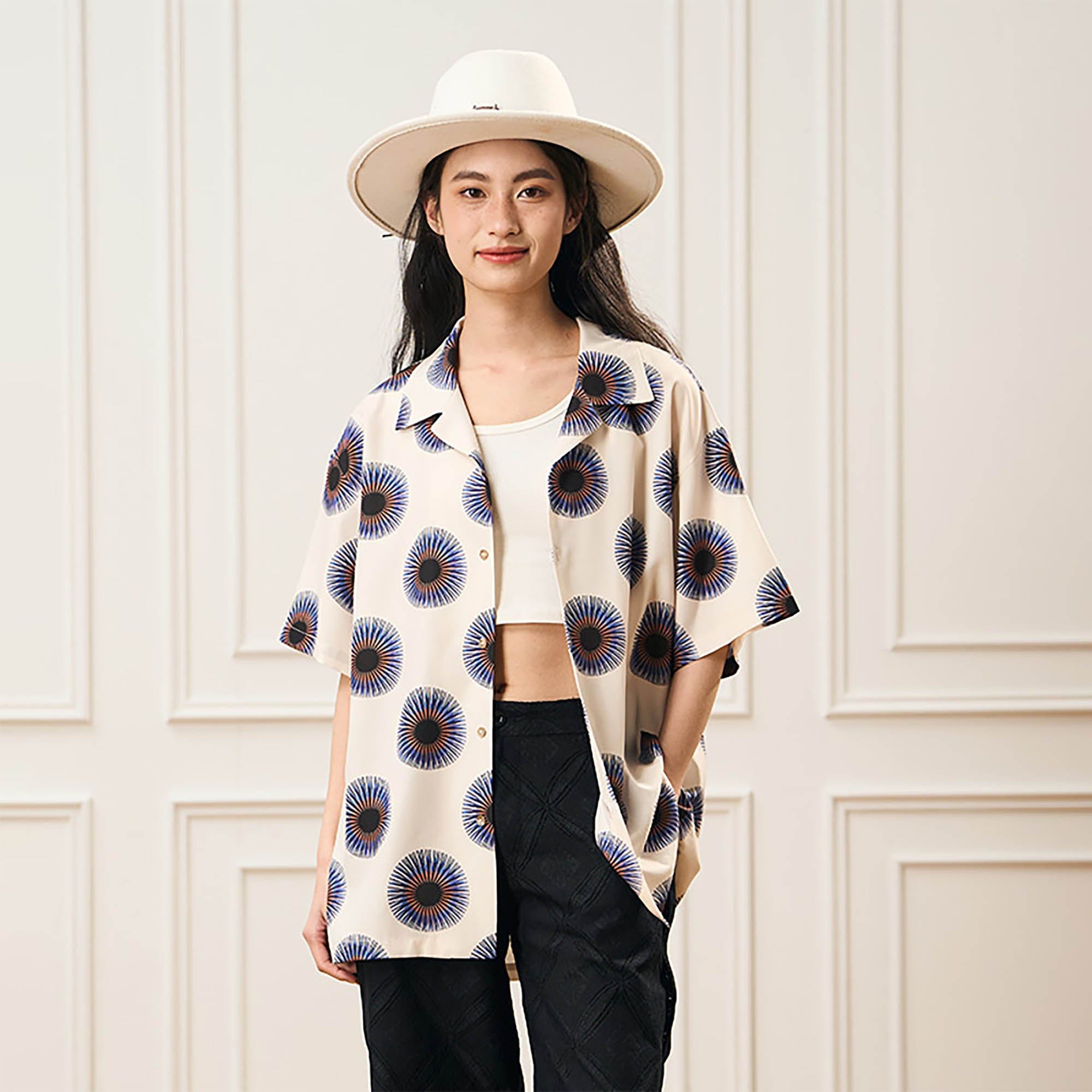 EPIC POETRY Radial Eye Cuban Half Shirt & Shirt-Half shirt-S-Short-Free Shipping Leatheretro