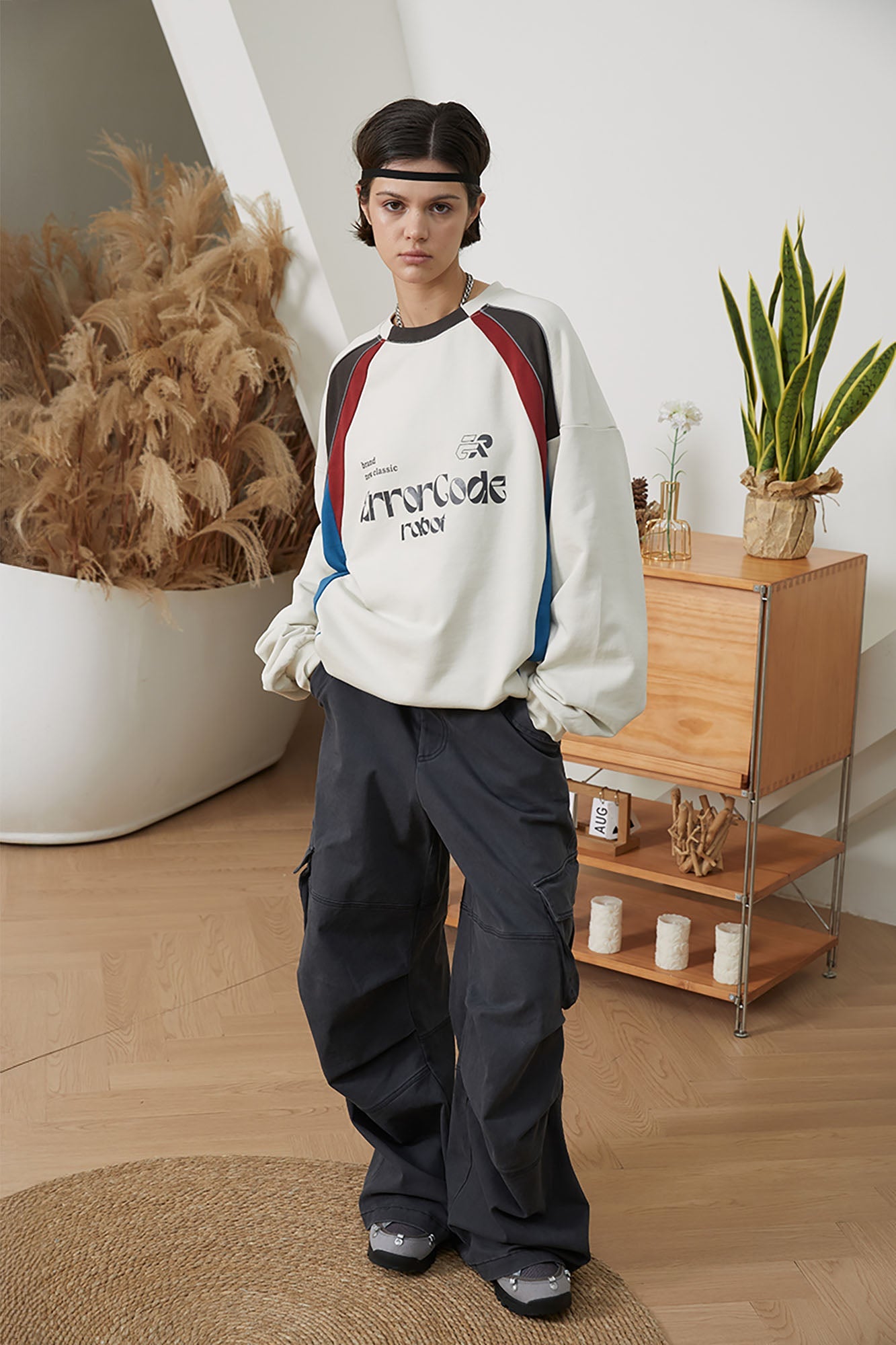 ERROR CODE ROBOT Pleated Knee Slant-Pockets Cargo Pants-Pants-S-Free Shipping Leatheretro