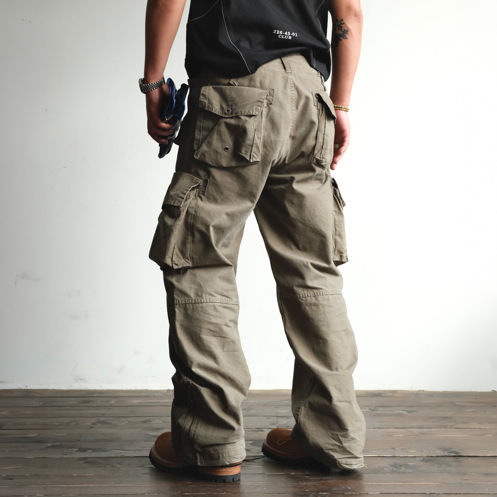 NEIGBORL Washed Distressed Multi-Pocket Cargo Pants-Pants-S-Black-Free Shipping Leatheretro