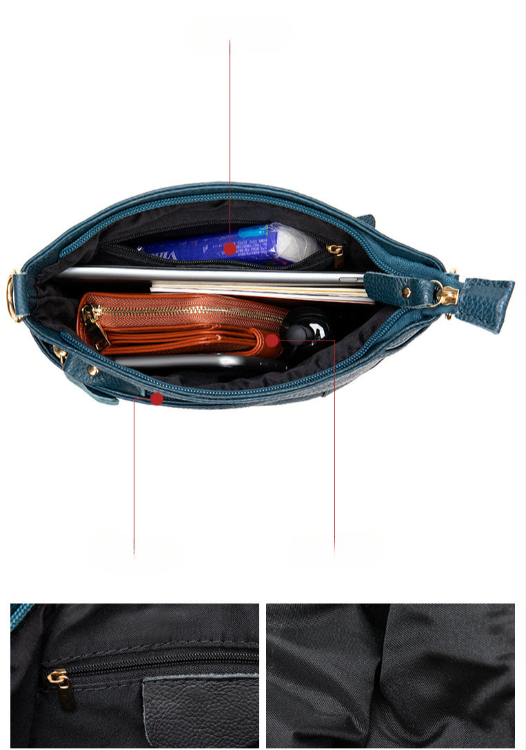 First-layer cowhide shoulder bag, soft cowhide bag, large-capacity genuine leather women's bucket bag.-Handbags-black-19.5cm*9.5cm*21cm-Free Shipping Leatheretro