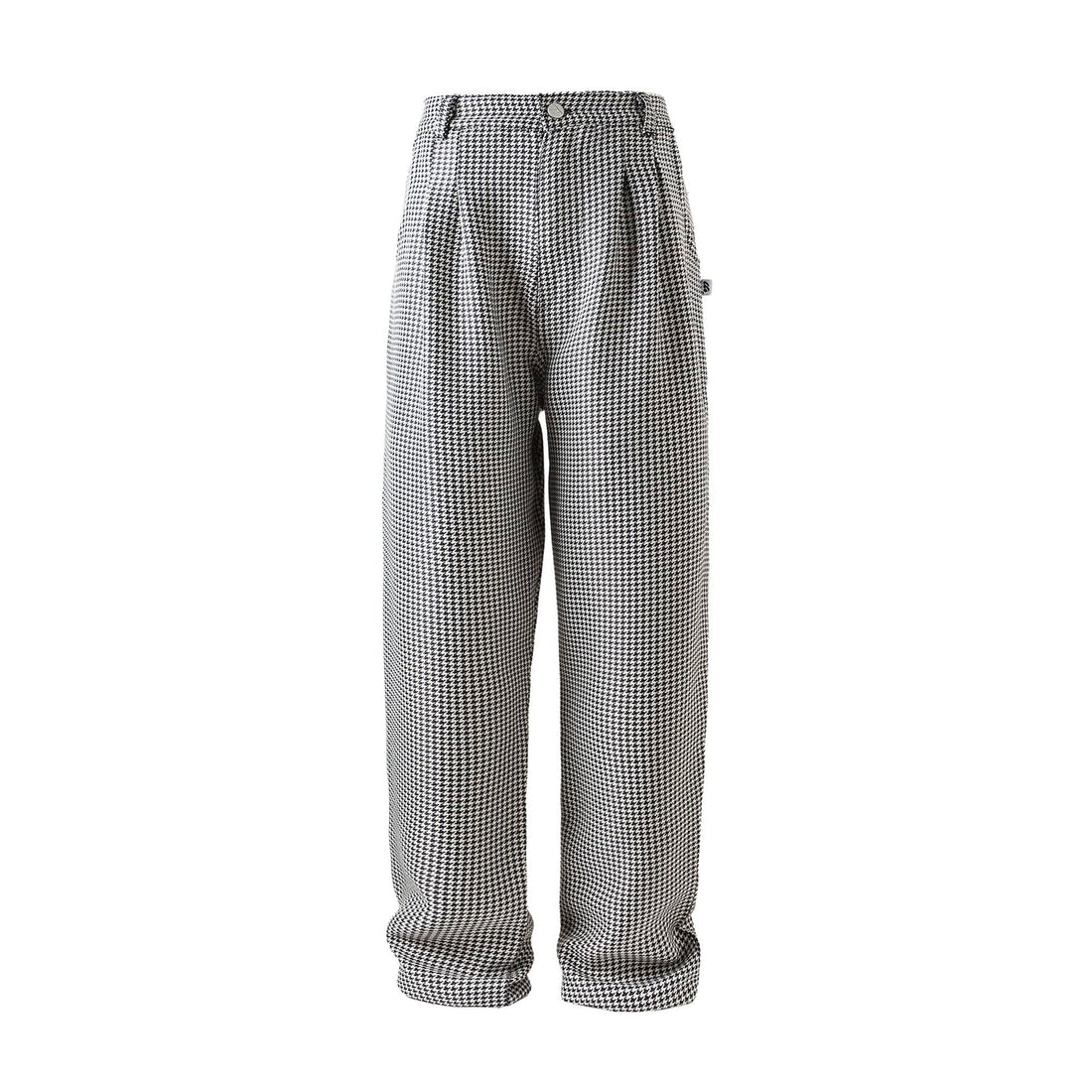ME DA IGUAL Elastic Waist Houndstooth Tapered Trousers-Pants-M-Free Shipping Leatheretro