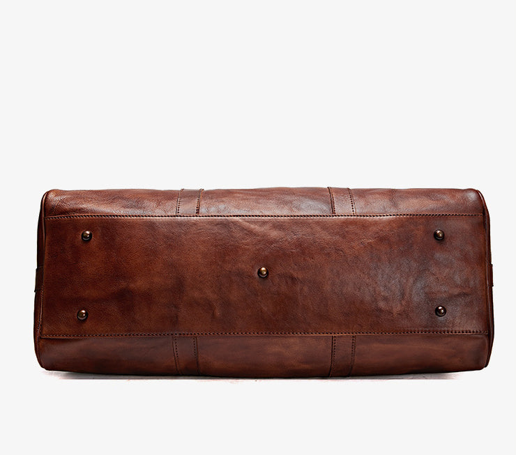 Vintage Genuine Vegetable Tanned Leather Duffle Bag-Duffle Bag-Vege Tanned-Black-50cm*20cm*28cm-Free Shipping Leatheretro