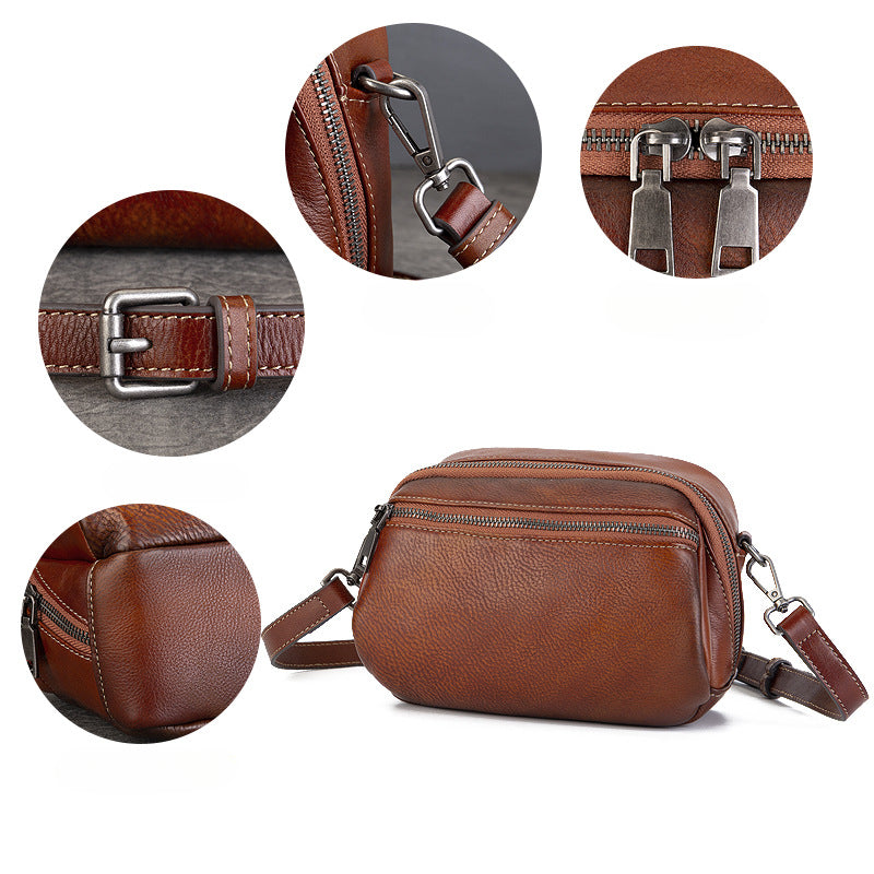 Vintage Distressed Leather Shoulder Bag-Handbags-Brown-Free Shipping Leatheretro