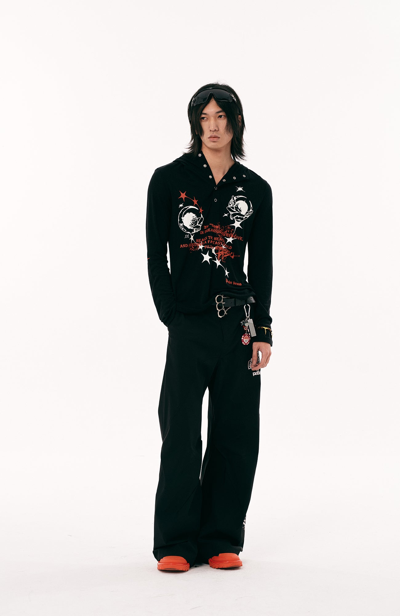 PASET Gothic Graphic Curved-Leg Pants-Pants-S / 27"-33"-Free Shipping Leatheretro
