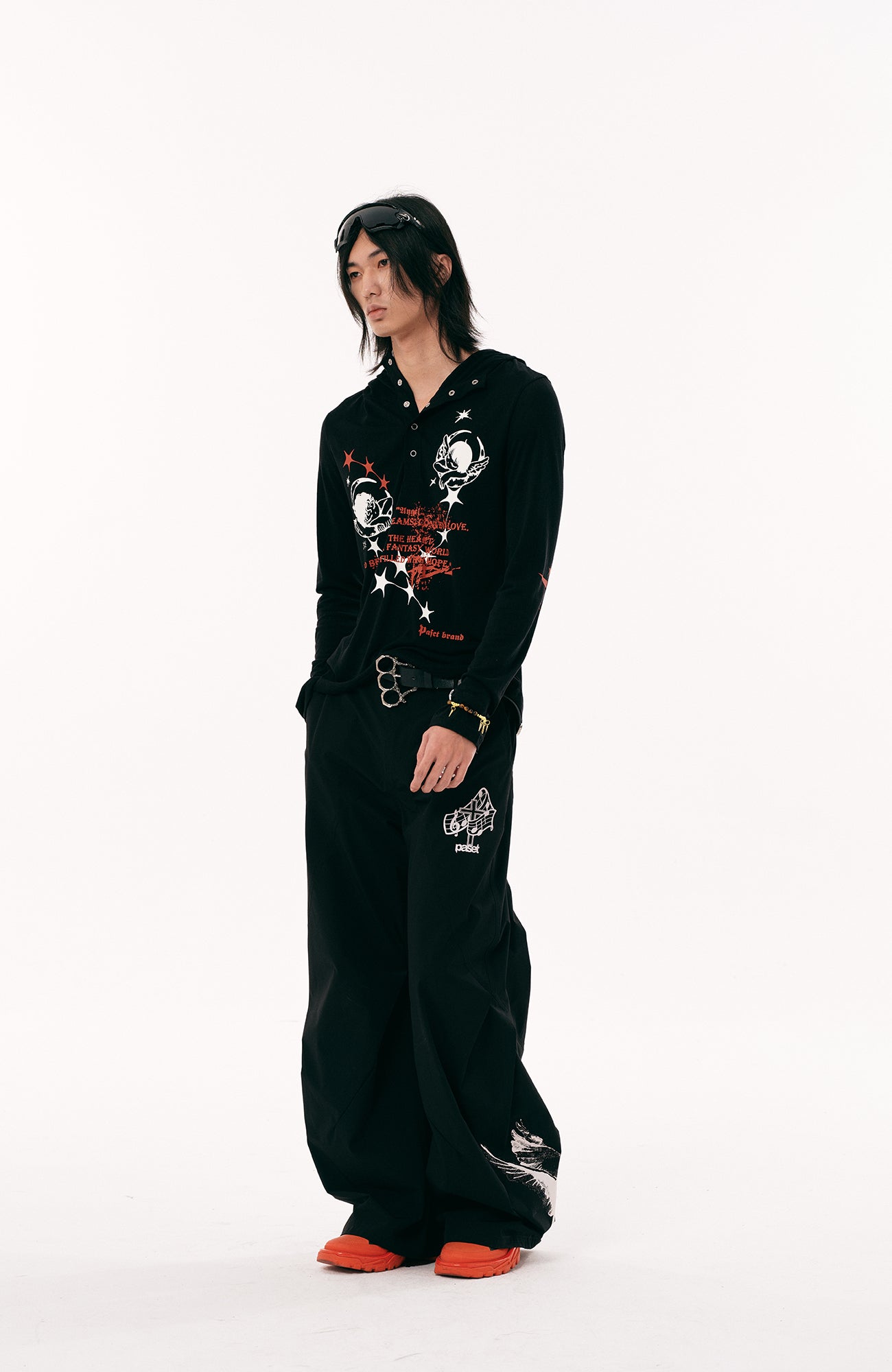 PASET Gothic Graphic Curved-Leg Pants-Pants-S / 27"-33"-Free Shipping Leatheretro