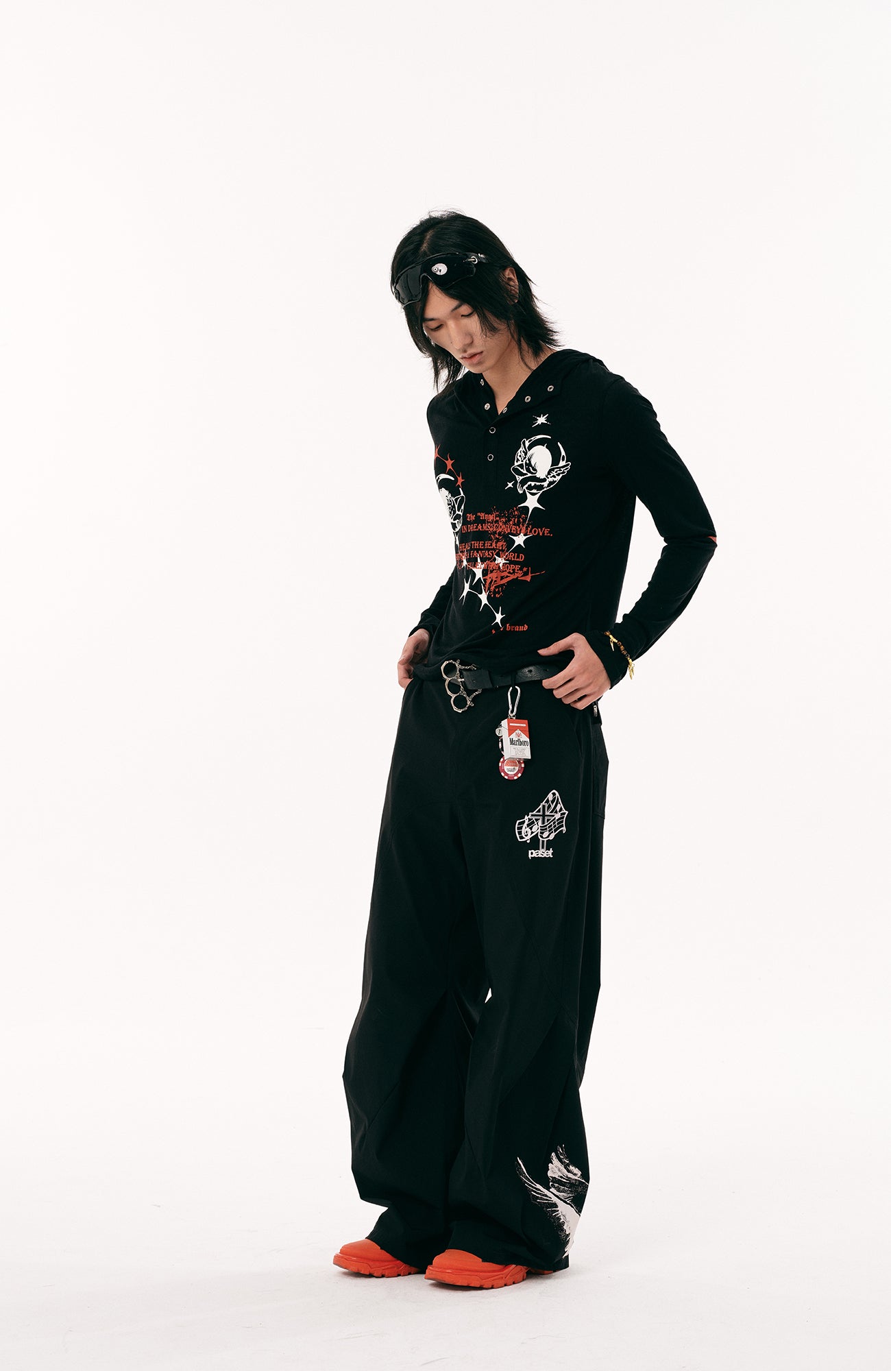 PASET Gothic Graphic Curved-Leg Pants-Pants-S / 27"-33"-Free Shipping Leatheretro