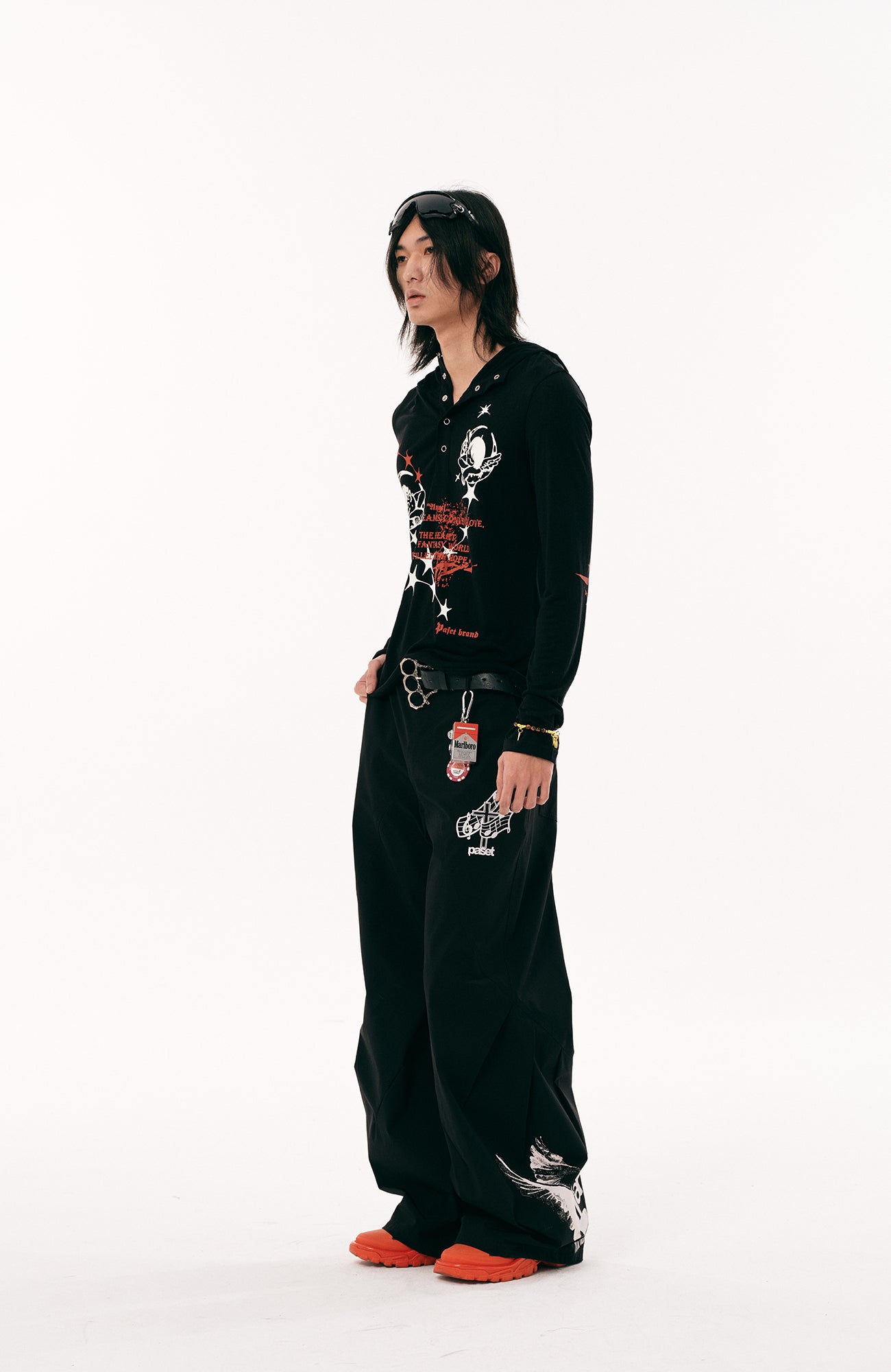 PASET Gothic Graphic Curved-Leg Pants-Pants-S / 27"-33"-Free Shipping Leatheretro