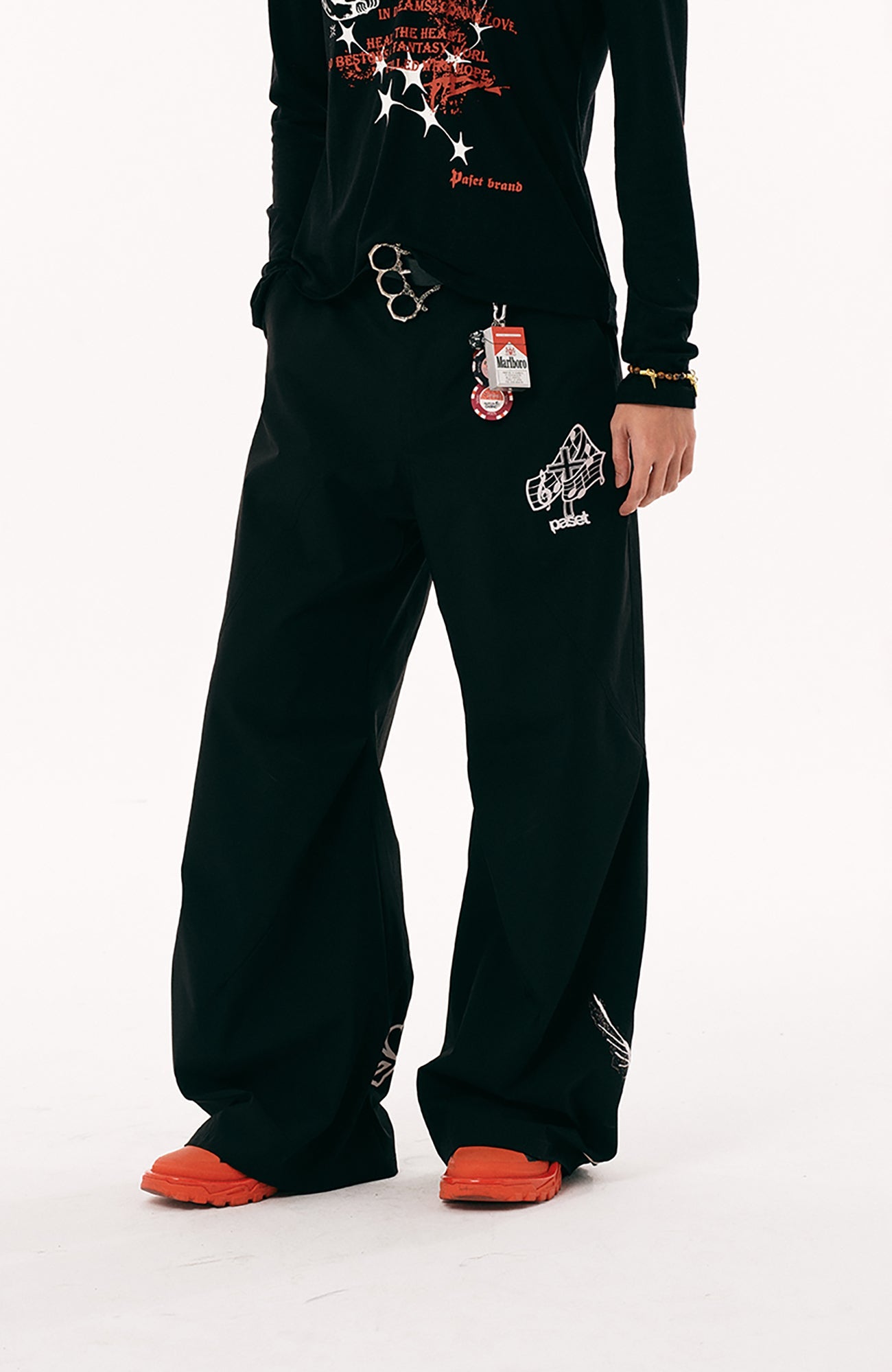 PASET Gothic Graphic Curved-Leg Pants-Pants-S / 27"-33"-Free Shipping Leatheretro