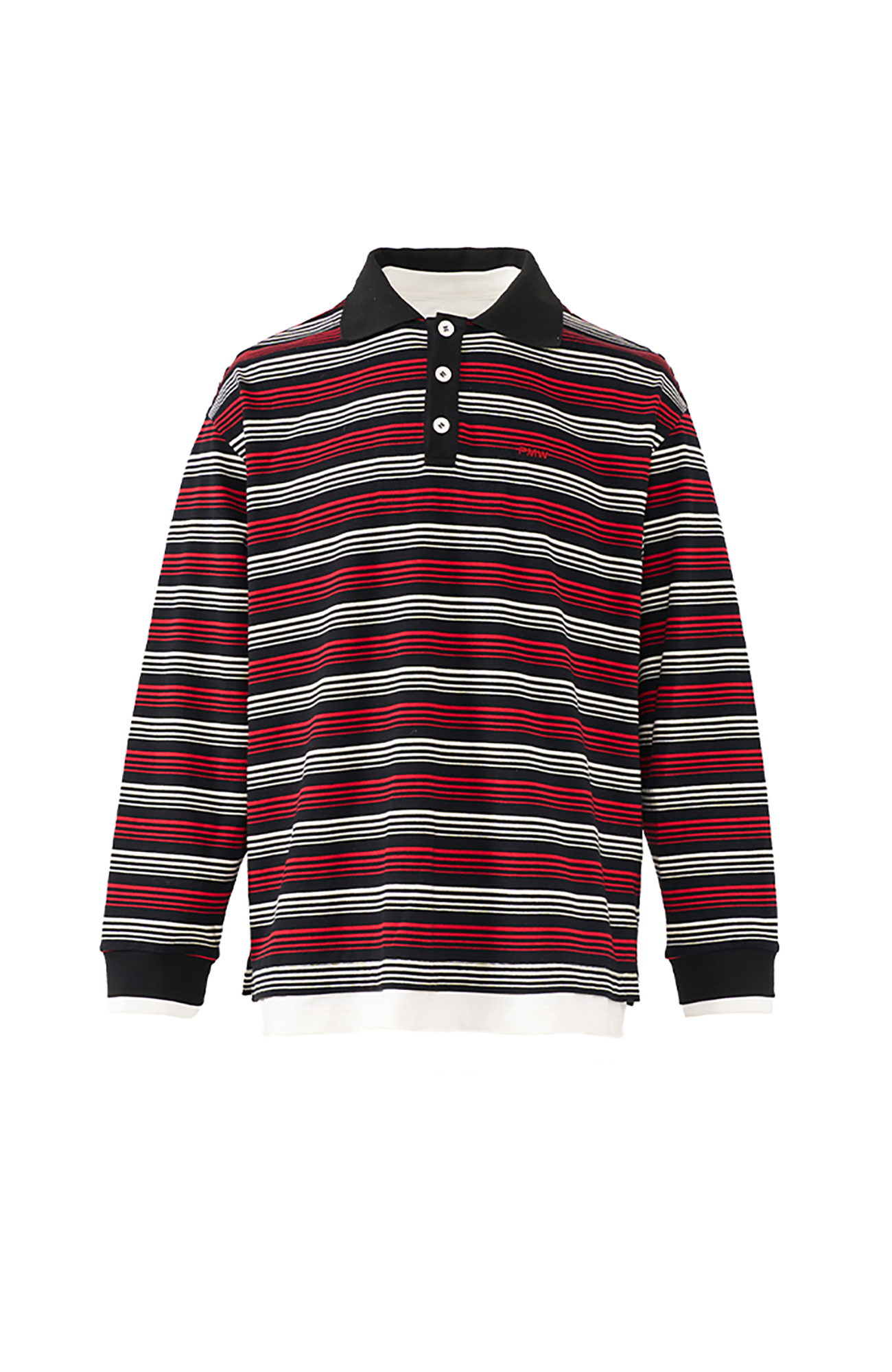 PMW Faux-Layer Stripe Long-Sleeve Polo-L/S Tee-S-Free Shipping Leatheretro