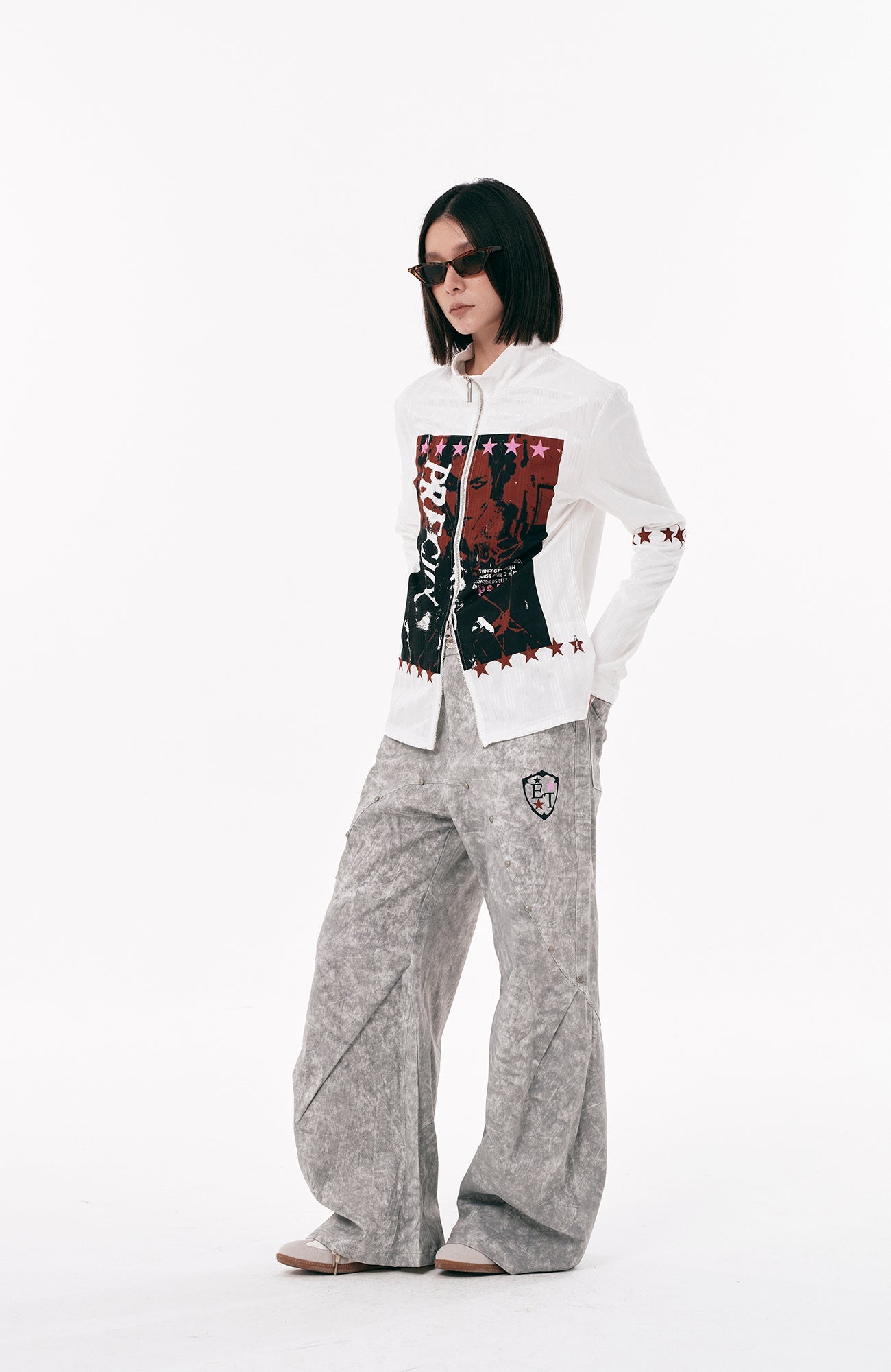 PASET Graphic Portrait Zip-Up Jacket-Jacket-S-Free Shipping Leatheretro
