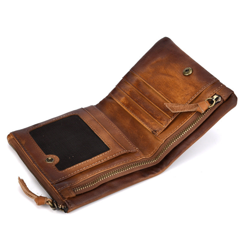 Vintage Genuine Leather Men’s Wallet-Handbags, Wallets & Cases-Light Coffee-Free Shipping Leatheretro