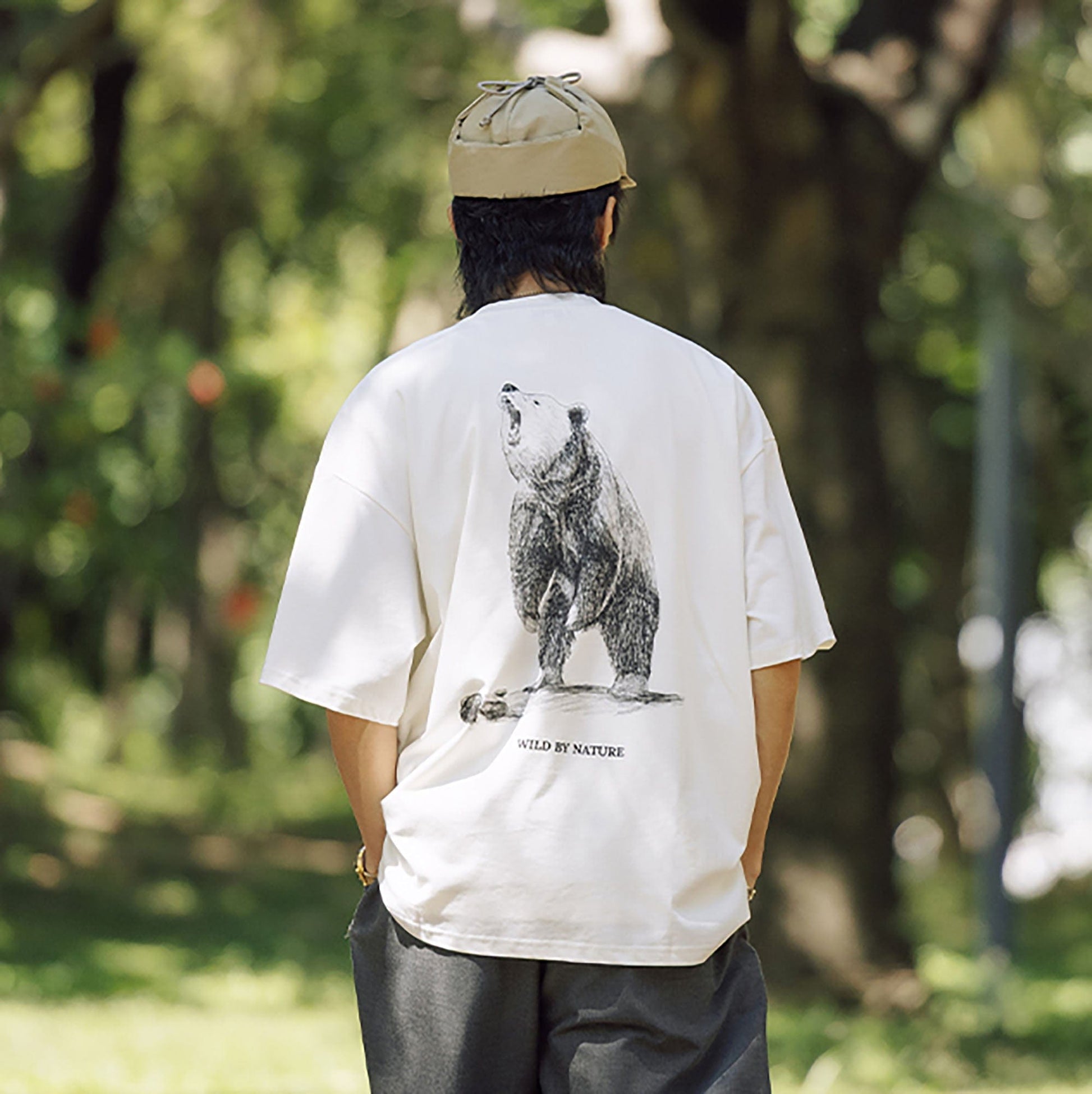 BANANA CLUB Wild Animal Graphic Sorona Oversized T-Shirt-T Shirt-S-Grizzlies-Free Shipping Leatheretro