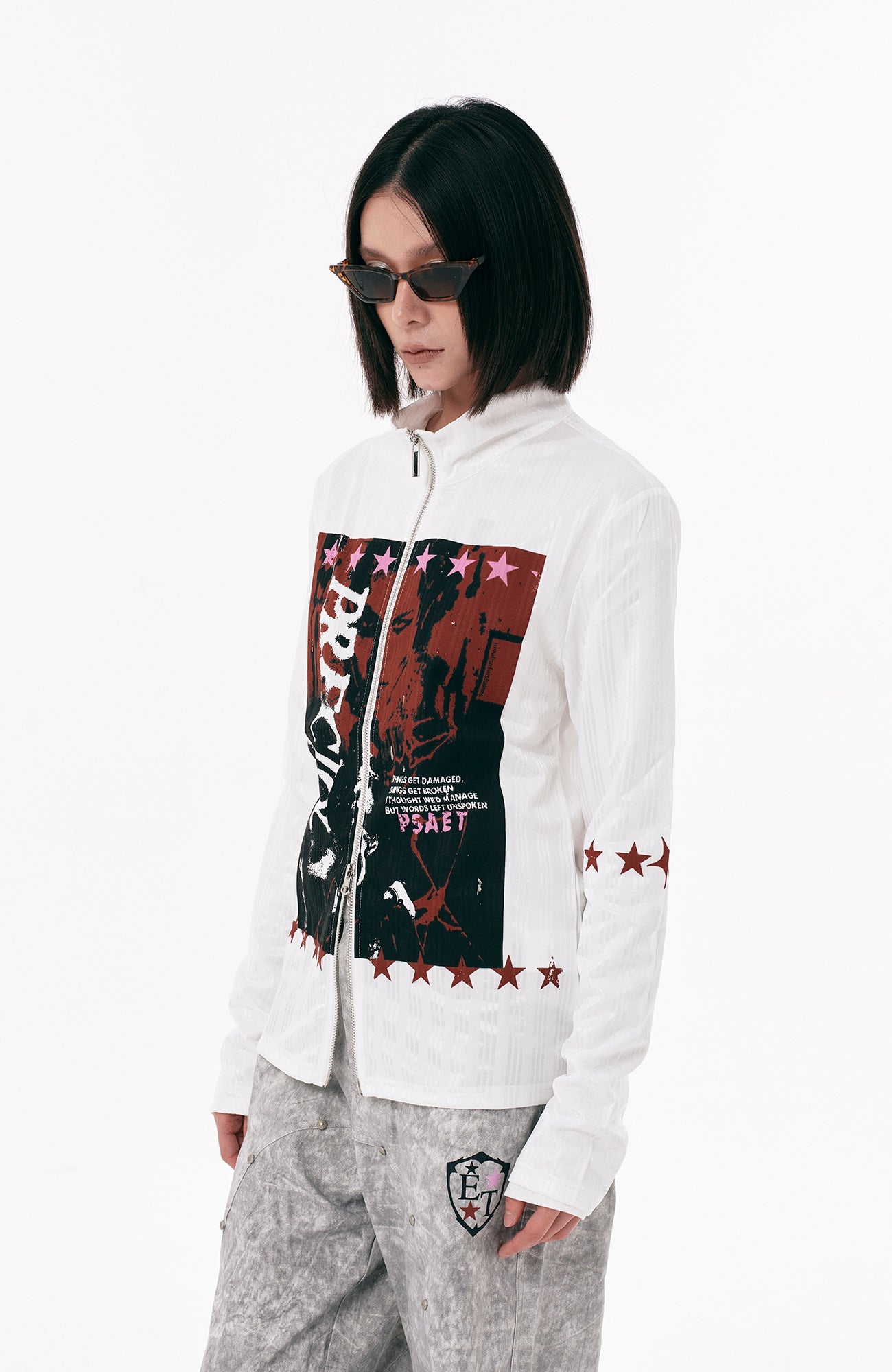 PASET Graphic Portrait Zip-Up Jacket-Jacket-S-Free Shipping Leatheretro