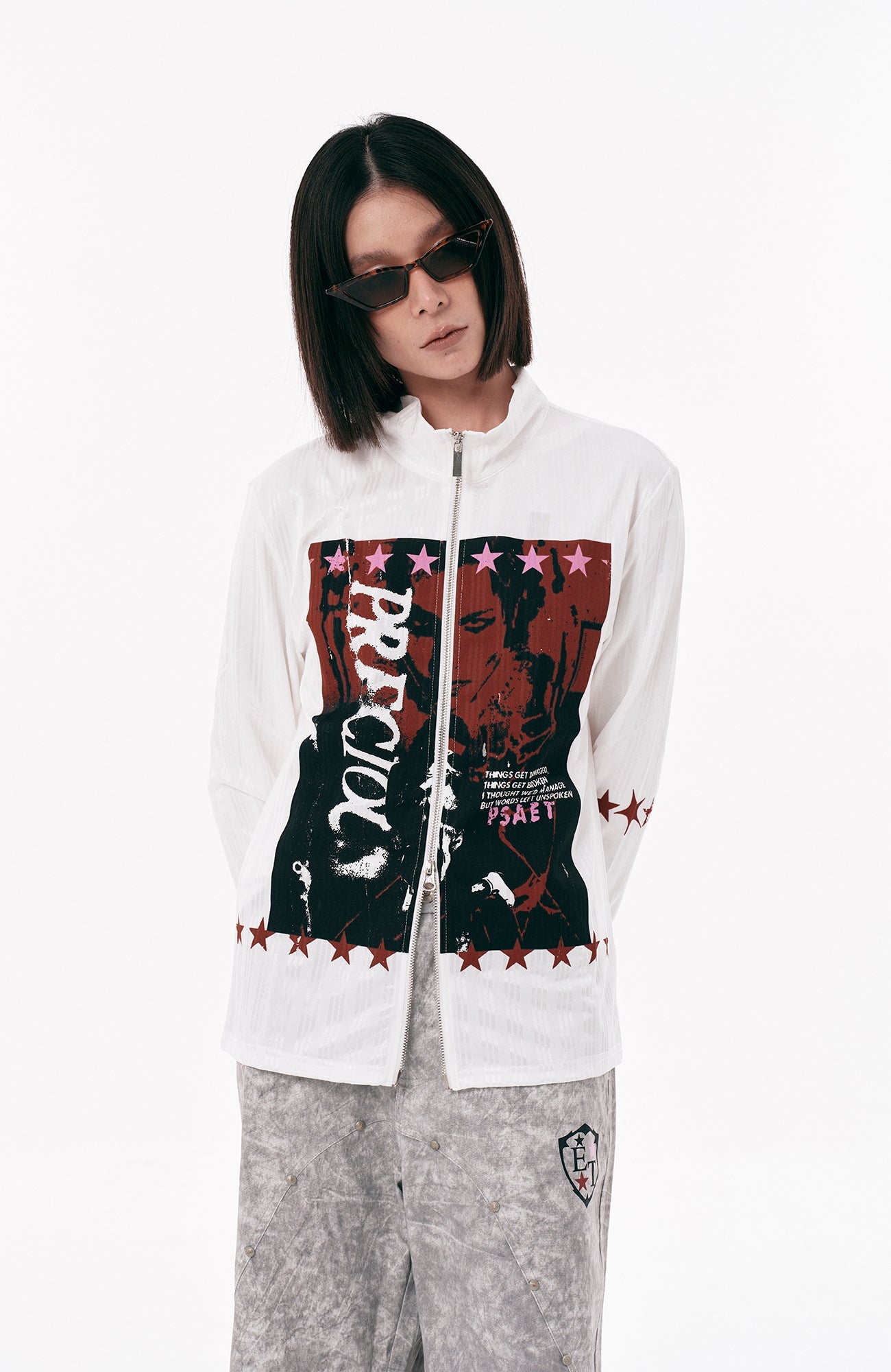 PASET Graphic Portrait Zip-Up Jacket-Jacket-S-Free Shipping Leatheretro