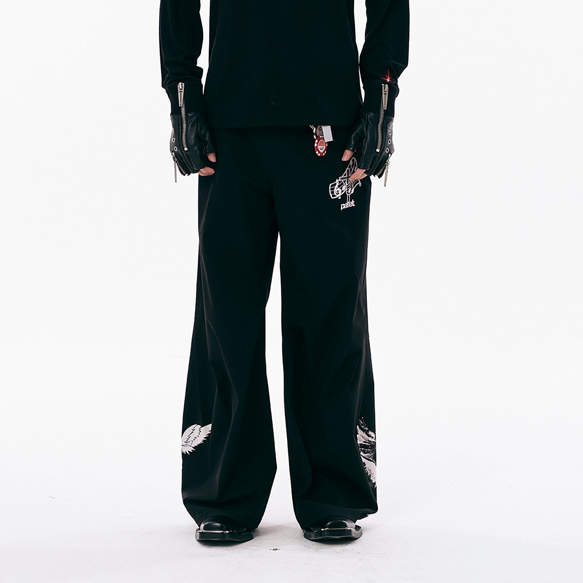 PASET Gothic Graphic Curved-Leg Pants-Pants-S / 27"-33"-Free Shipping Leatheretro