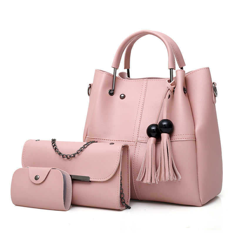 Large Capacity Mother & Daughter Faux Leather Shoulder Bags Tote Bag 3-Piece Set-Red-Free Shipping Leatheretro