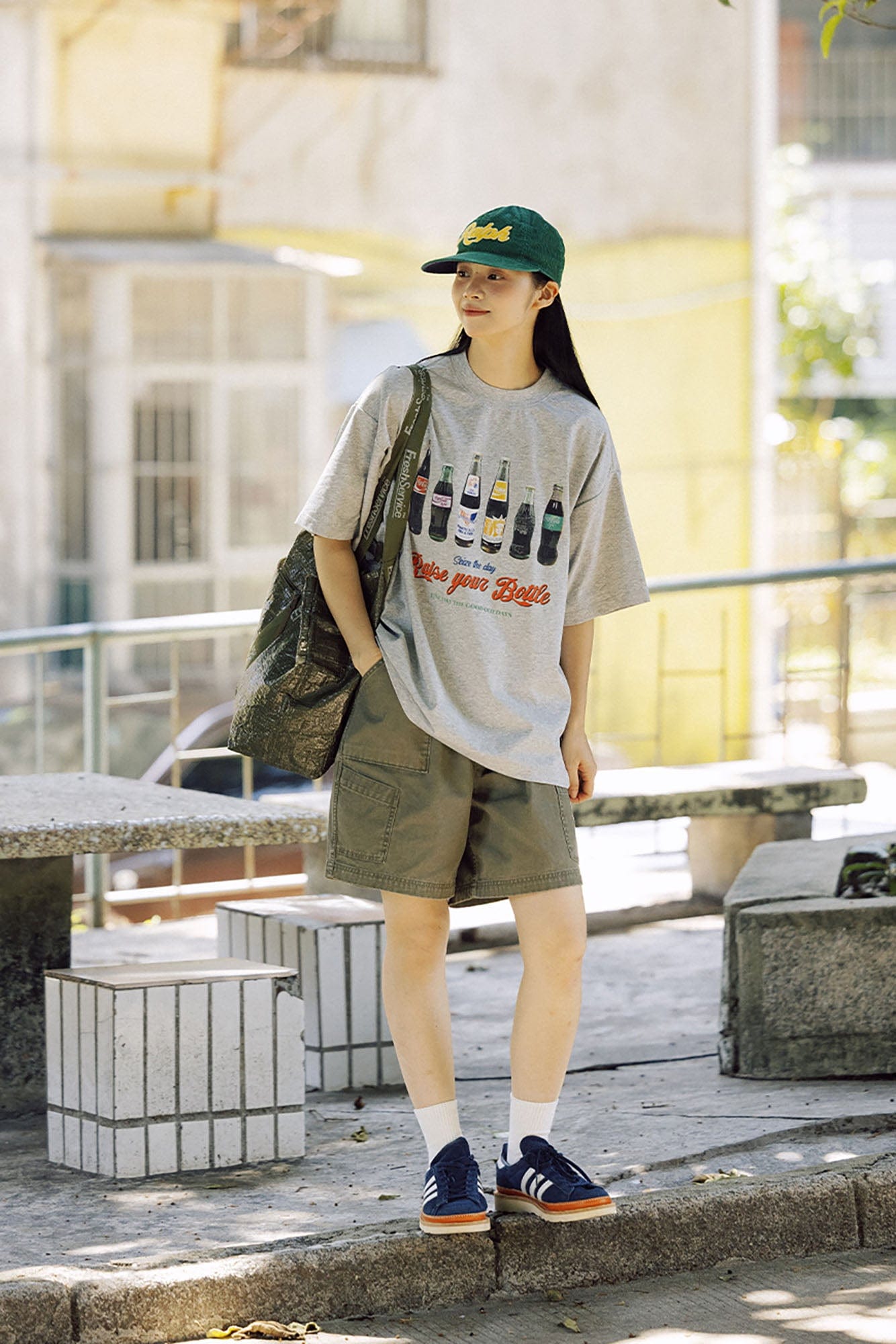 BANANA CLUB Soda Graphic Sorona Oversized T-Shirt-T Shirt-S-Gray-Free Shipping Leatheretro