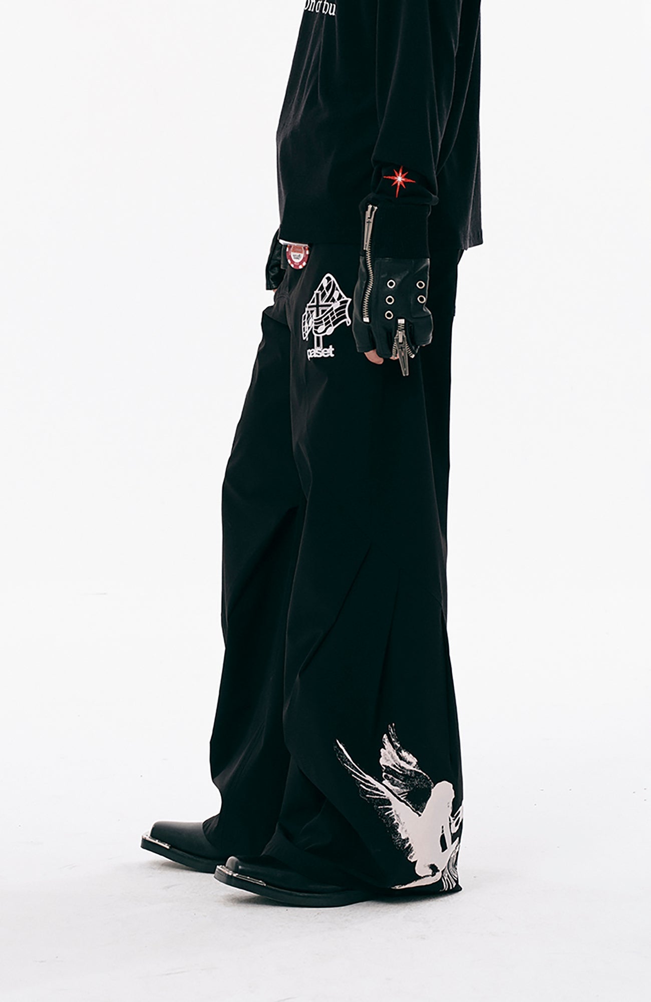 PASET Gothic Graphic Curved-Leg Pants-Pants-S / 27"-33"-Free Shipping Leatheretro