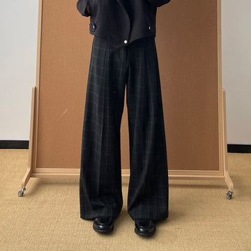 OKAYTHXBYE Retro Checks Pleated Trousers-Pants-S-Free Shipping Leatheretro