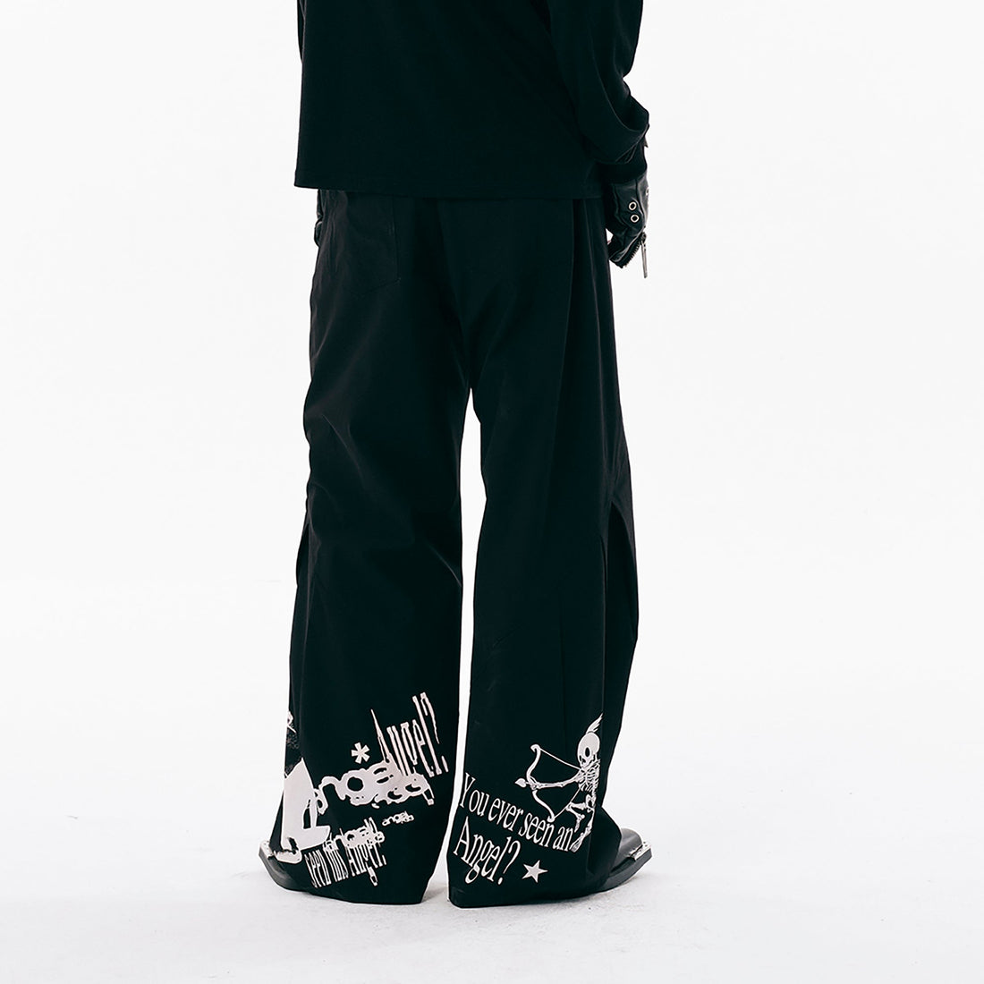 PASET Gothic Graphic Curved-Leg Pants-Pants-S / 27"-33"-Free Shipping Leatheretro