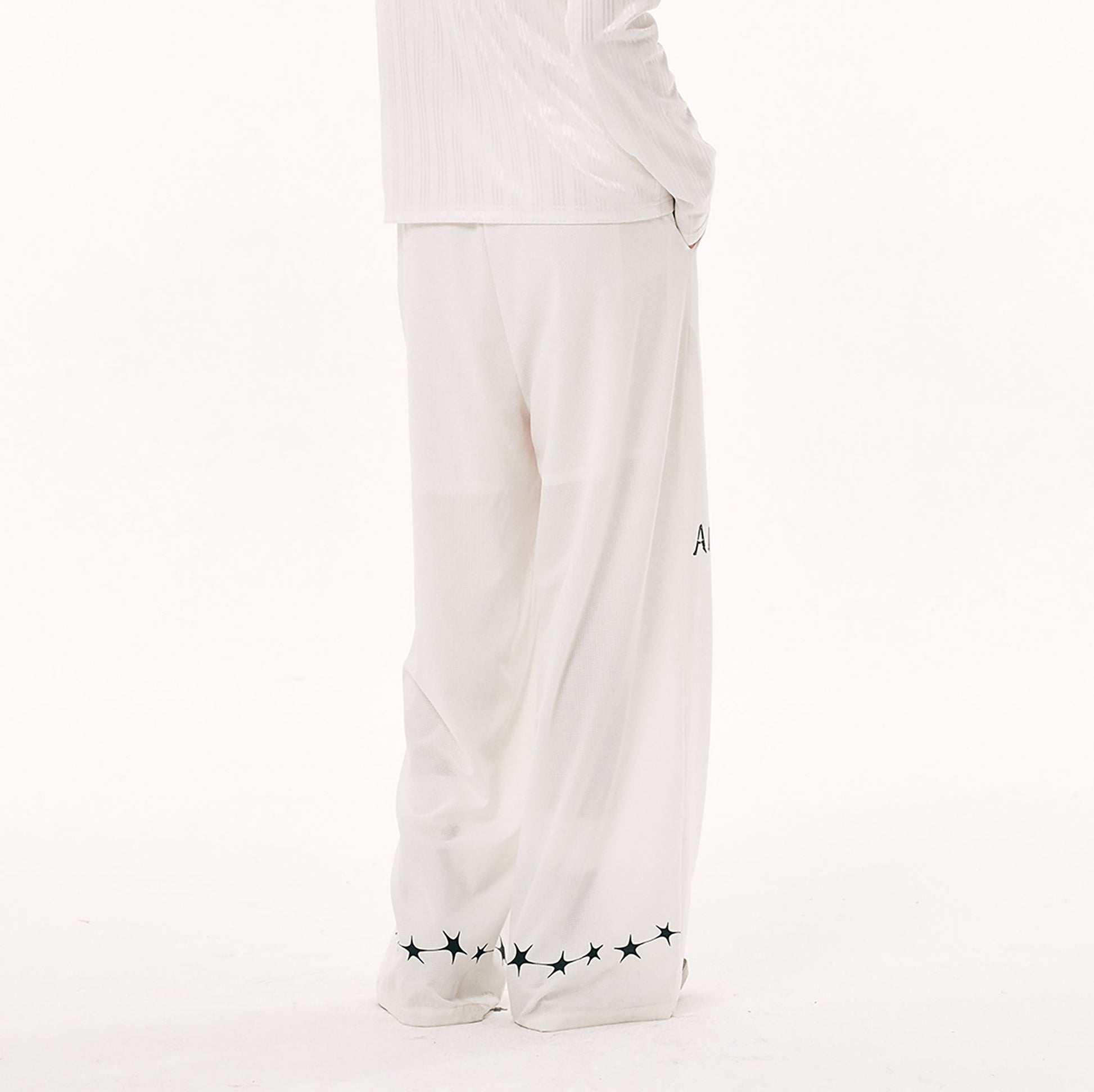PASET Star Graphic Wide-Leg Pants-Pants-S / 26"-30"-White-Free Shipping Leatheretro