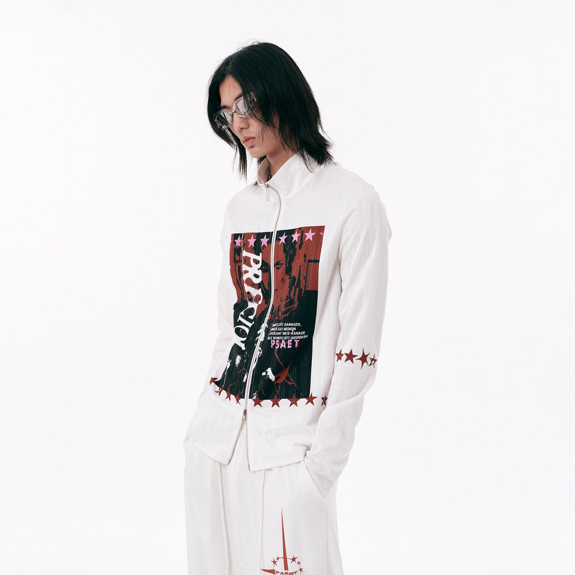 PASET Graphic Portrait Zip-Up Jacket-Jacket-S-Free Shipping Leatheretro