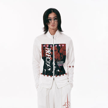 PASET Graphic Portrait Zip-Up Jacket-Jacket-S-Free Shipping Leatheretro