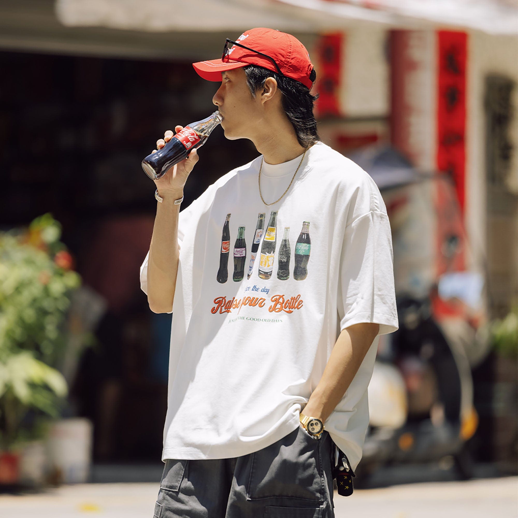 BANANA CLUB Soda Graphic Sorona Oversized T-Shirt-T Shirt-S-White-Free Shipping Leatheretro