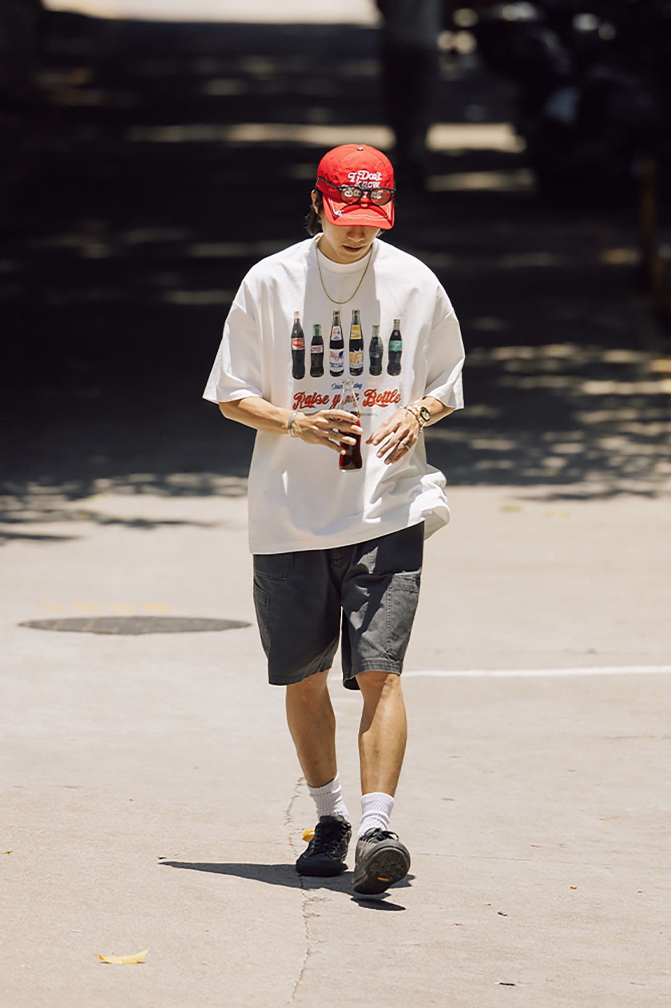 BANANA CLUB Soda Graphic Sorona Oversized T-Shirt-T Shirt-S-Gray-Free Shipping Leatheretro