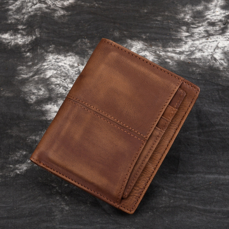 Vintage Vegetable-Tanned Leather Men's Wallet-Handbags, Wallets & Cases-Brown-Free Shipping Leatheretro