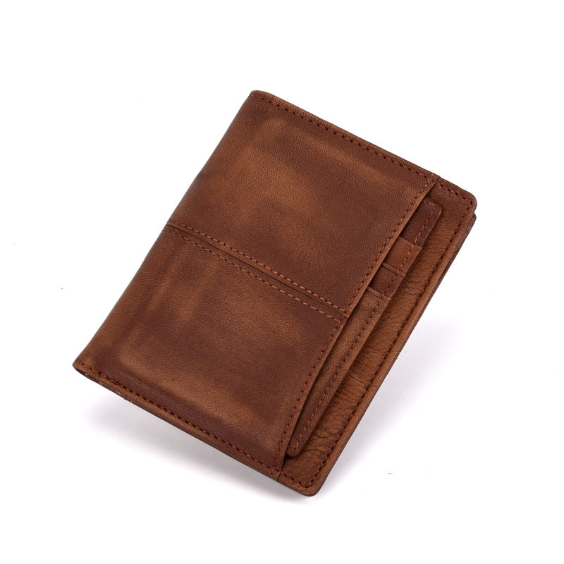 Vintage Vegetable-Tanned Leather Men's Wallet-Handbags, Wallets & Cases-Brown-Free Shipping Leatheretro