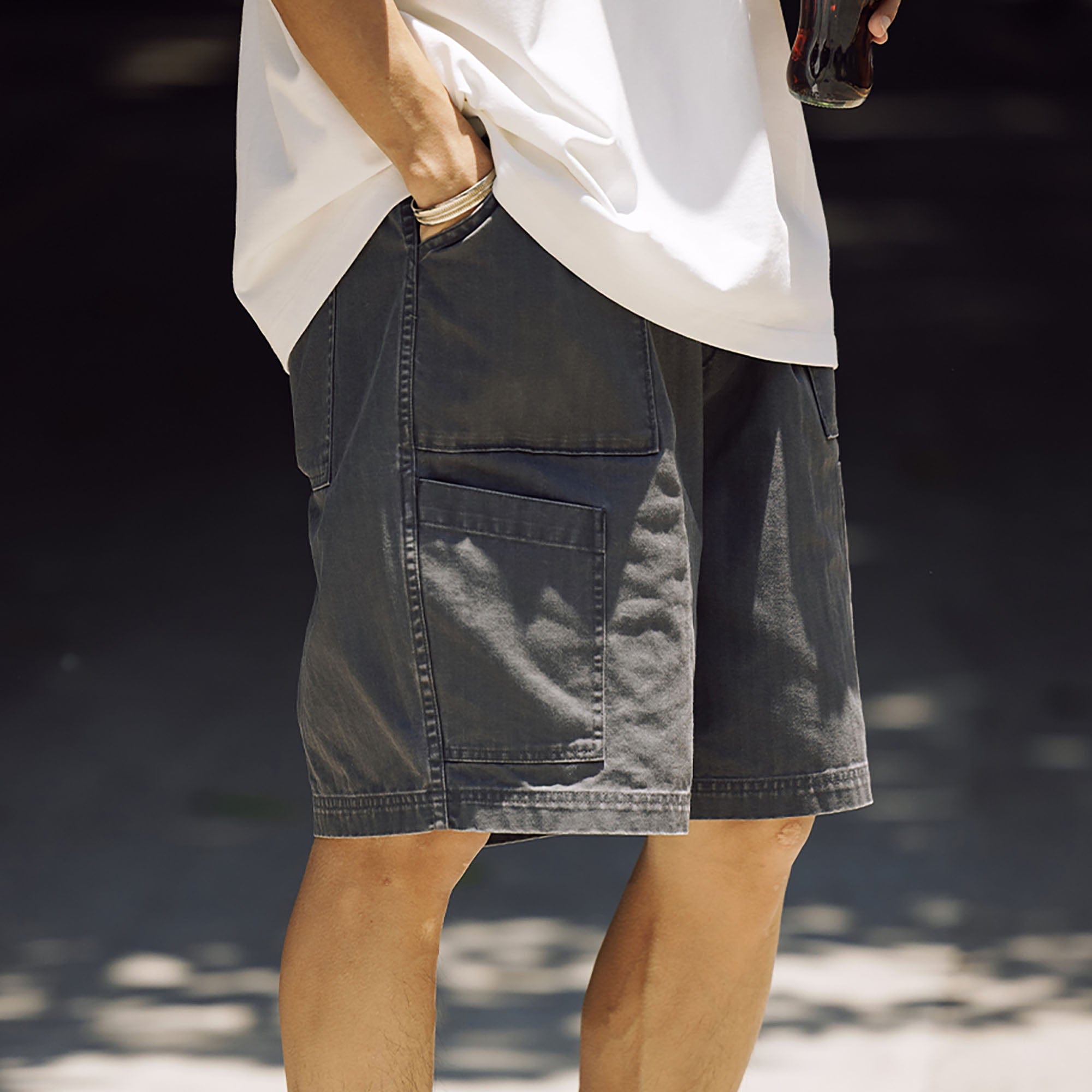 BANANA CLUB Multi-Pocket Utility Shorts-Shorts-S-Gray-Free Shipping Leatheretro