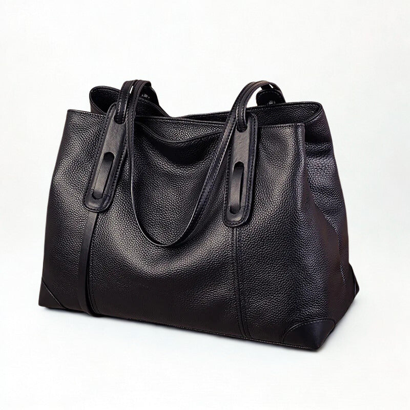Luxury Soft Cowhide Leather Tote Bag - Women's Shoulder Handbag-Handbags-Grey Brown-Free Shipping Leatheretro