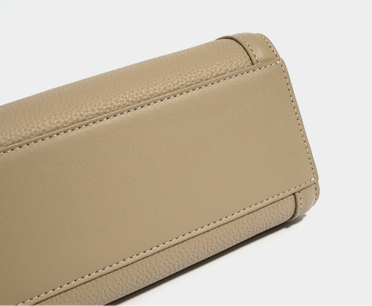 Genuine Top-Grain Leather Boston Bag-Classic - trench coat gray-Free Shipping Leatheretro