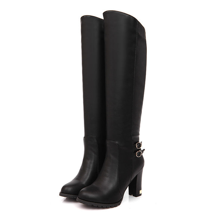 Fashion Winter Plus Sizes Knee High Boots-boots-Black-34-Free Shipping Leatheretro