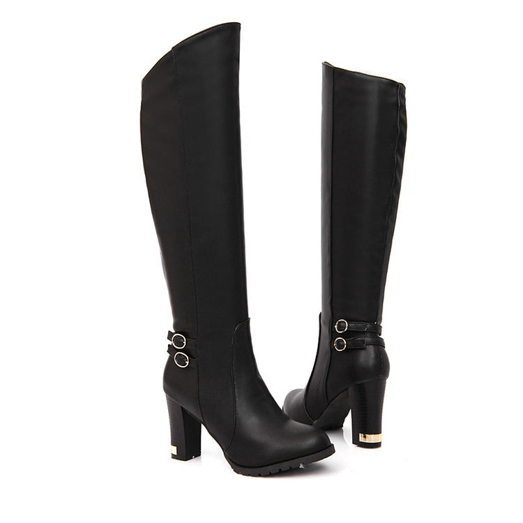 Fashion Winter Plus Sizes Knee High Boots-boots-Black-34-Free Shipping Leatheretro