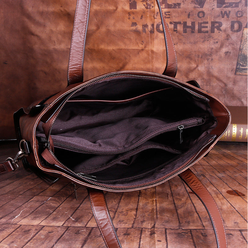 Vintage Vegetable-Tanned Handmade Satchel, Embossed Shoulder Bag for Women-handbags-Gray-Free Shipping Leatheretro