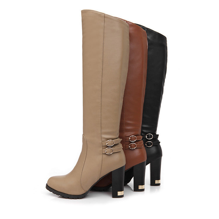 Fashion Winter Plus Sizes Knee High Boots-boots-Black-34-Free Shipping Leatheretro