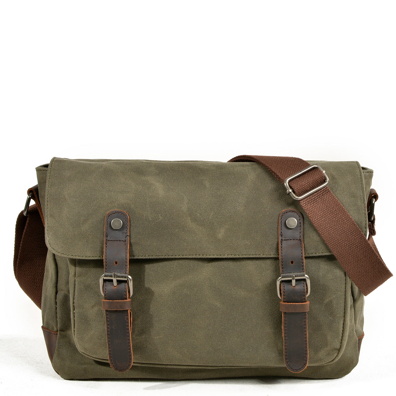 Men's Vintage Waxed Canvas Crossbody Bag-green-Free Shipping Leatheretro