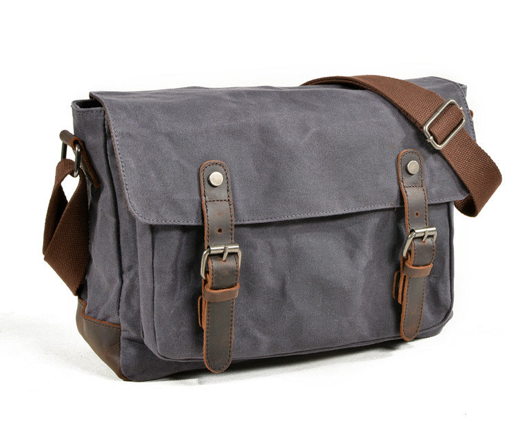 Men's Vintage Waxed Canvas Crossbody Bag-khaki-Free Shipping Leatheretro