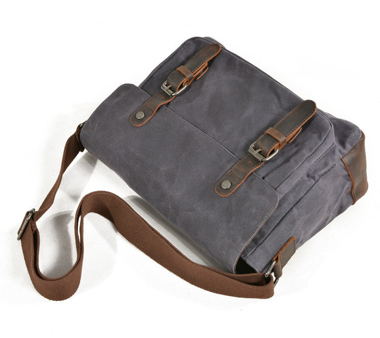 Men's Vintage Waxed Canvas Crossbody Bag-khaki-Free Shipping Leatheretro