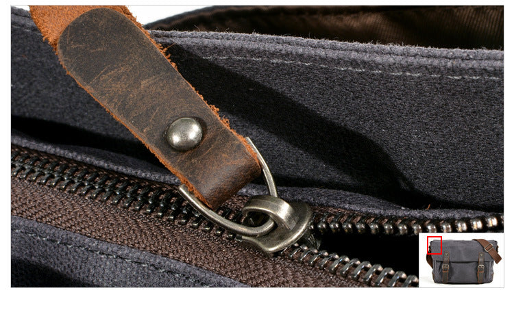 Men's Vintage Waxed Canvas Crossbody Bag-khaki-Free Shipping Leatheretro