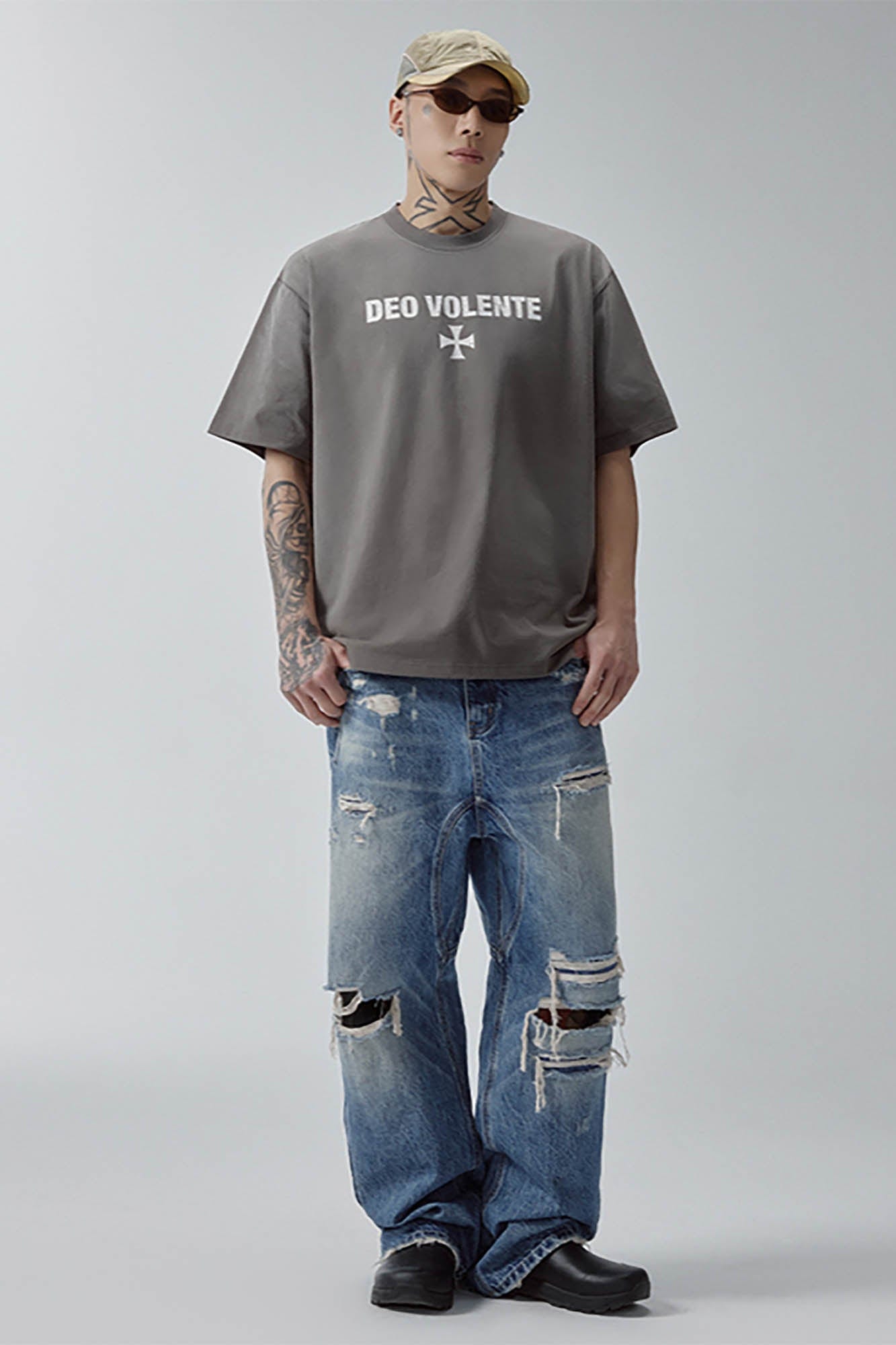 F2CE Ripped Curved Spliced Jeans-Jeans-S-Free Shipping Leatheretro