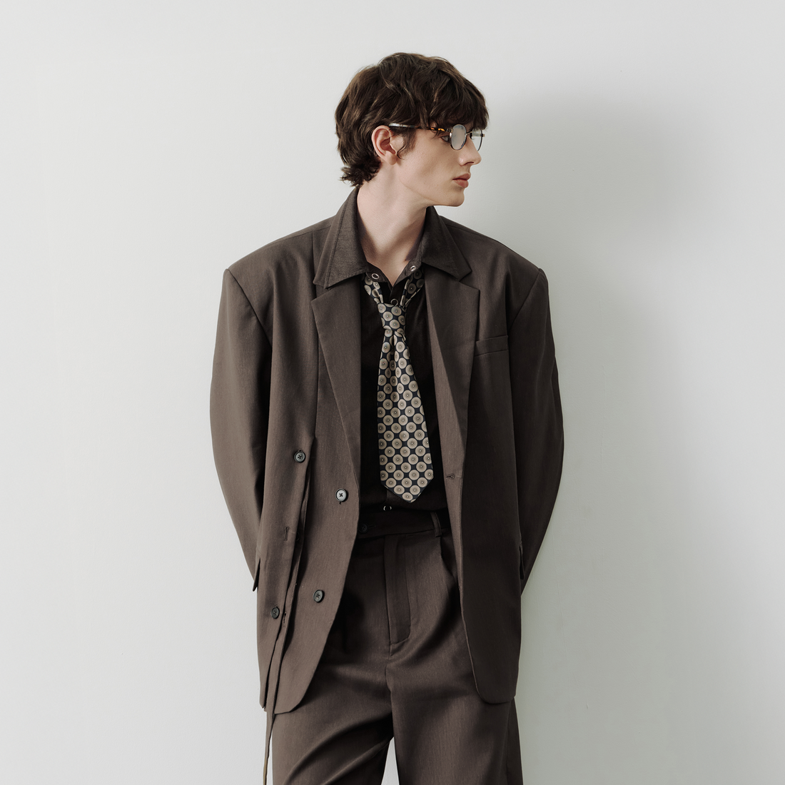 SAME FLOW Linen-Blend Split Hem Draped-Tie Blazer-Jacket-S-Free Shipping Leatheretro