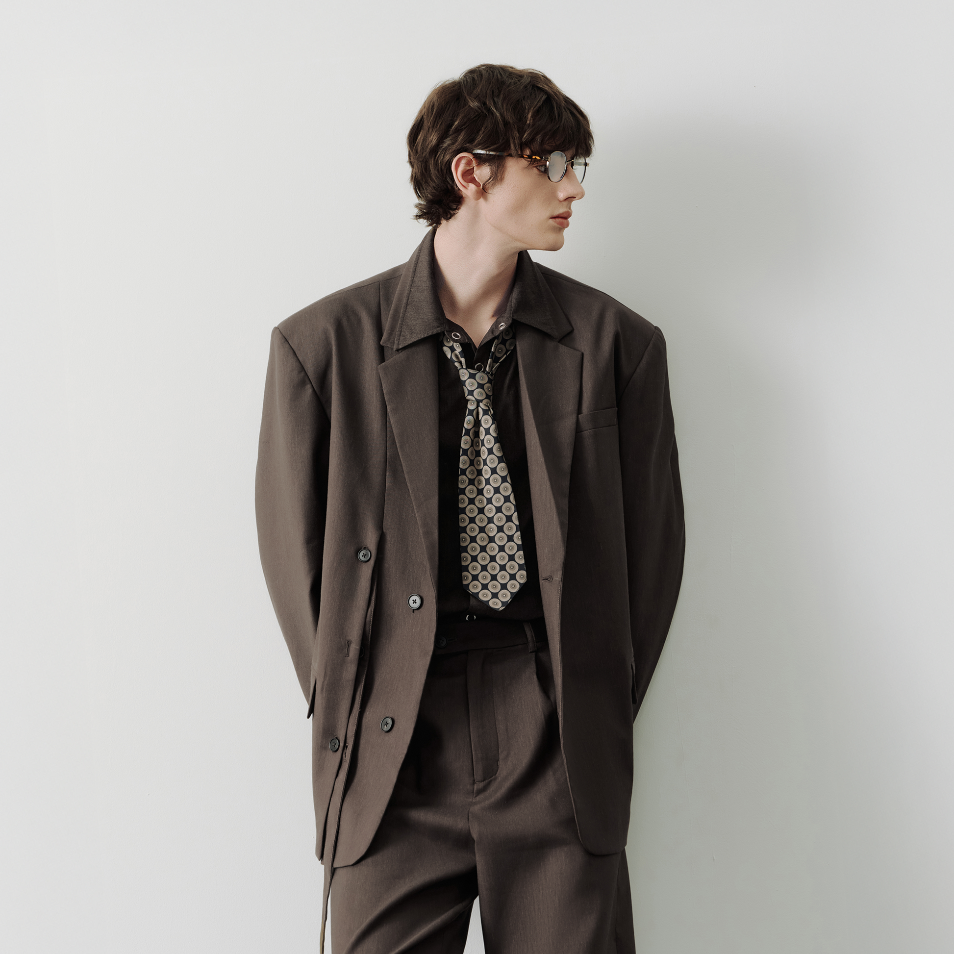 SAME FLOW Linen-Blend Split Hem Draped-Tie Blazer-Jacket-S-Free Shipping Leatheretro