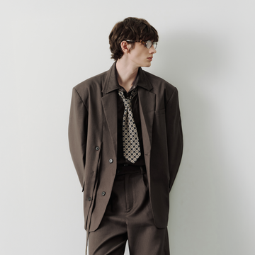 SAME FLOW Linen-Blend Split Hem Draped-Tie Blazer-Jacket-S-Free Shipping Leatheretro
